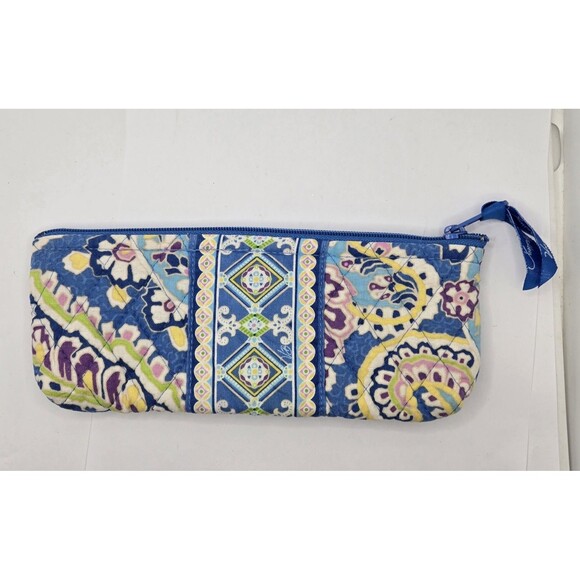Vera Bradley Capri Blue Brush,  pencil or Makeup Case - Picture 2 of 9